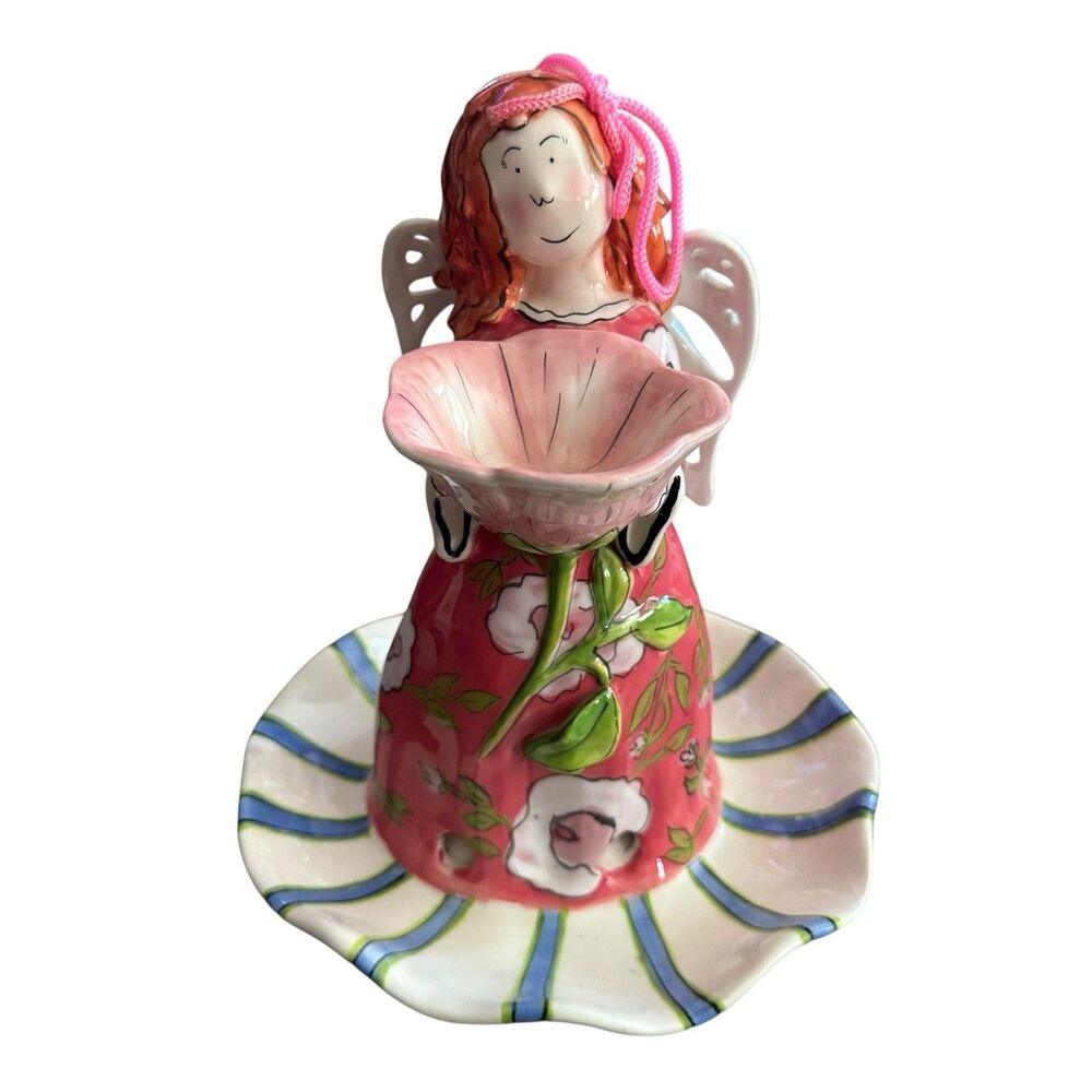 Heather Goldminc Angel Bird‎ Feeder Figure/Tealight Holder Blue Sky Clayworks